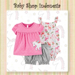 PU564 Setelan Baju Bayi Set Baju Anak Branded Unicorn Pink  large